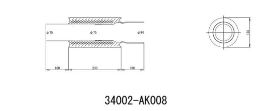 HKS UNIVERSAL EX H/M SUS 130-75 (MOQ: 8pcs)