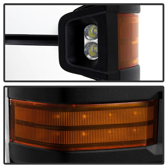 xTune Chevy Silverado 14-16 Heated Amber LED Signal Telescoping Mirrors MIR-CSIL14S-G2-PWH-AM-SET