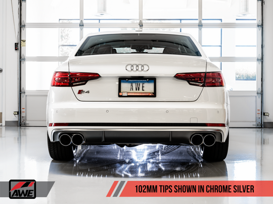 AWE Tuning Audi B9 S4 Track Edition Exhaust - Non-Resonated (Silver 102mm Tips)