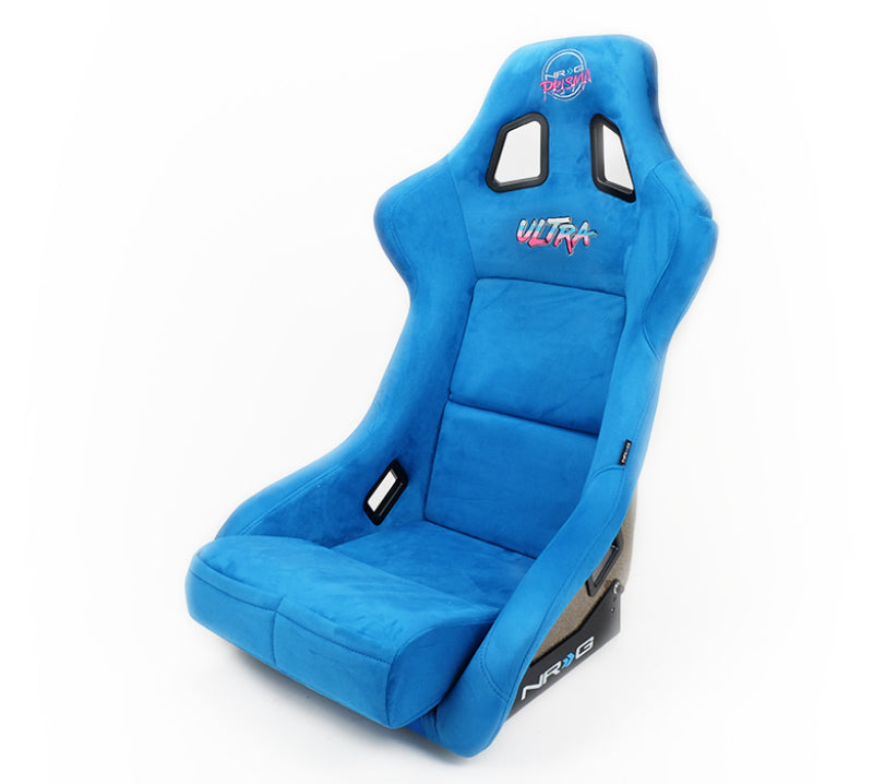 NRG FRP Bucket Seat ULTRA Edition - Large (Blue Alcantara/Gold Glitter Back)