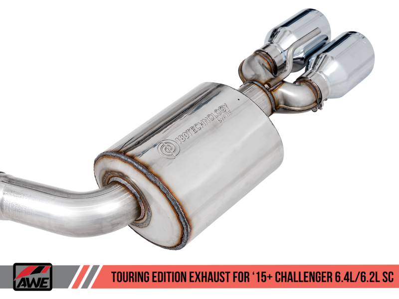 AWE Tuning 2015+ Dodge Challenger 6.4L/6.2L Non-Resonated Touring Edition Exhaust - Quad Silver Tips