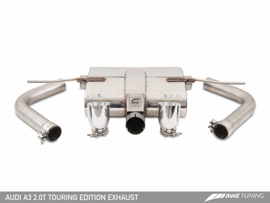 AWE Tuning Audi 8V A3 Touring Edition Exhaust - Dual Outlet Chrome Silver 90 mm Tips