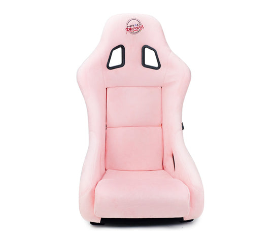 NRG FRP Bucket Seat Prisma Edition w/ Pearlized Back and Pink Alcantara (Medium)