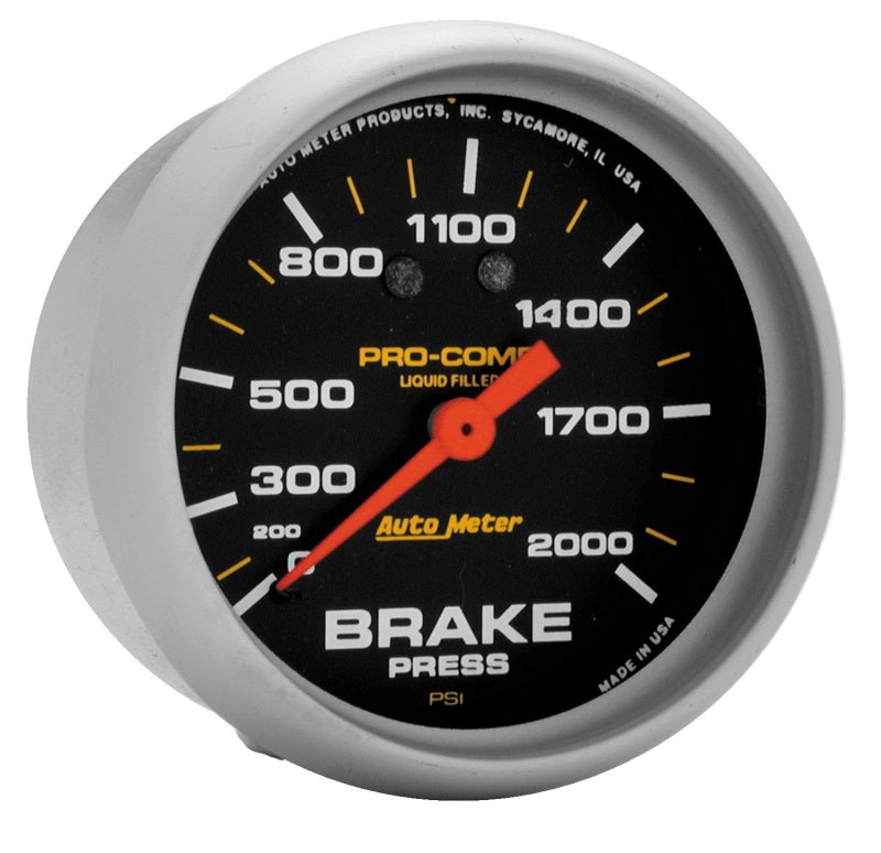 AutoMeter Gauge Brake Press 2-5/8in. 2000PSI Liquid Filled Mech Pro-Comp