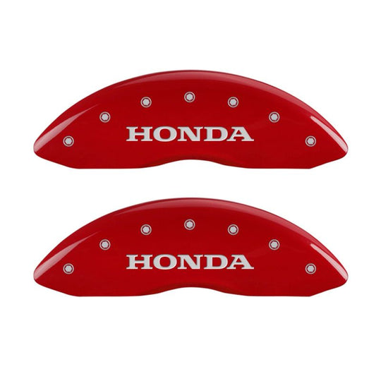 MGP 4 Caliper Covers Engraved Front Honda Engraved Rear H Logo Red finish silver ch