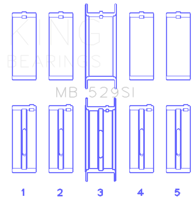 King Ford V8 221 Main Bearing Set