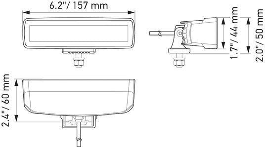 Hella Universal Black Magic 6 L.E.D. Mini Light Bar - Flood Beam