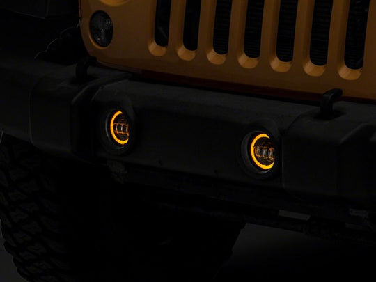 Raxiom 07-18 Jeep Wrangler JK Axial Series Halo LED Fog Lights- Amber