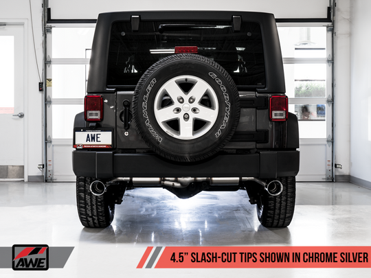 AWE Tuning 07-18 Jeep Wrangler JK/JKU 3.6L Tread Edition Axle-Back Dual Exhaust - Chrome Silver Tips