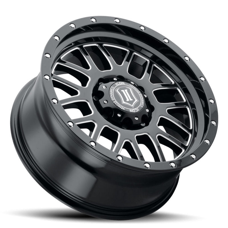 ICON Alpha 20x9 8x180 12mm Offset 5.5in BS Gloss Black Milled Spokes Wheel