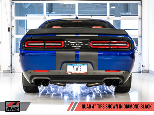 AWE Tuning 2017+ Challenger 5.7 Touring Edition Exhaust - Non-Resonated - Diamond Black Quad Tips