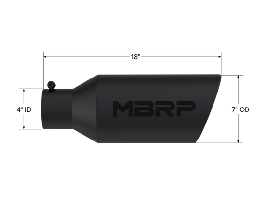 MBRP Universal Exhaust Tip 7in O.D. Rolled End 4in Inlet 18in Length - Black