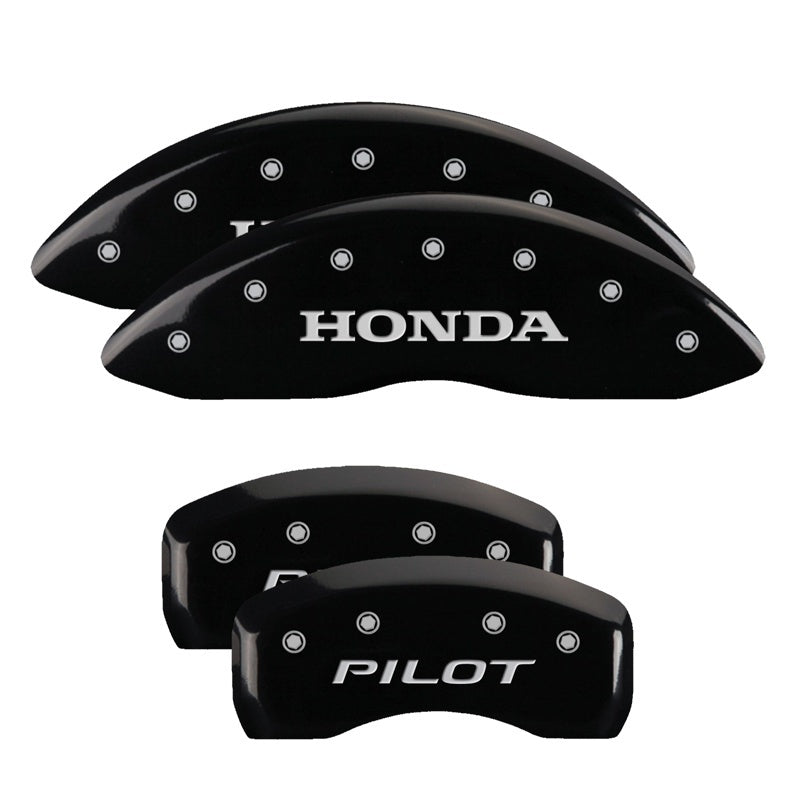 MGP 4 Caliper Covers Engraved Front Honda Engraved Rear Pilot/2016 Black finish silver ch