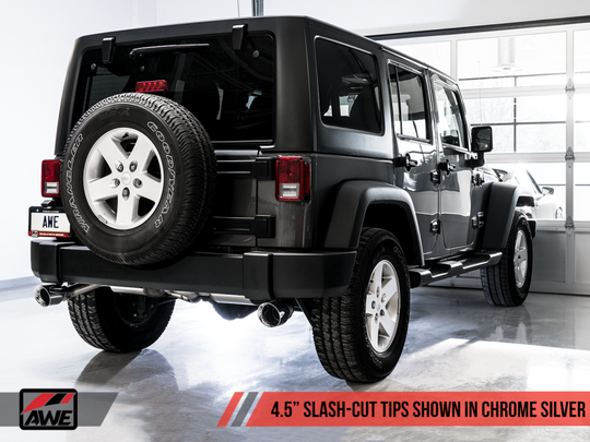 AWE Tuning 2018+ Jeep Wrangler JL/JLU Tread Edition Axle-Back Dual Exhaust - Chrome Silver Tips