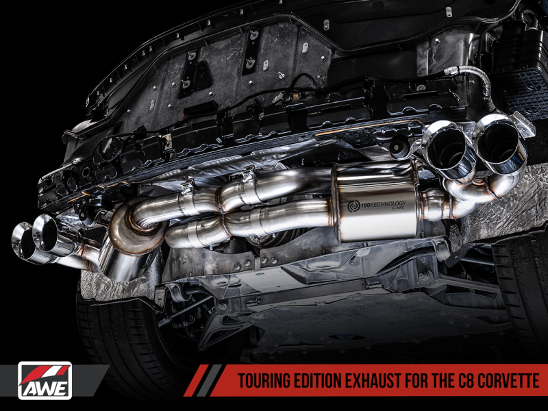 AWE Tuning 2020 Chevrolet Corvette (C8) Touring Edition Exhaust - Quad Chrome Silver Tips