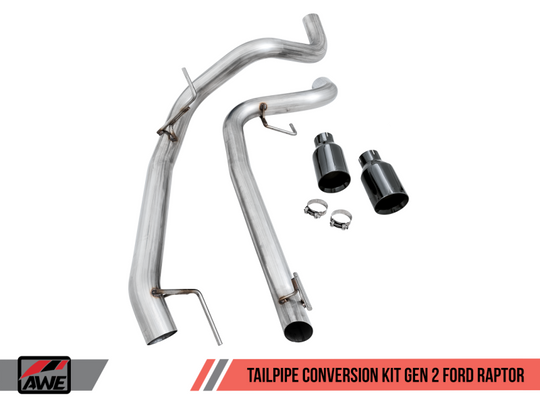 AWE Tuning 2017+ Ford Raptor Tailpipe Conversion Kit w/ Diamond Black Tips