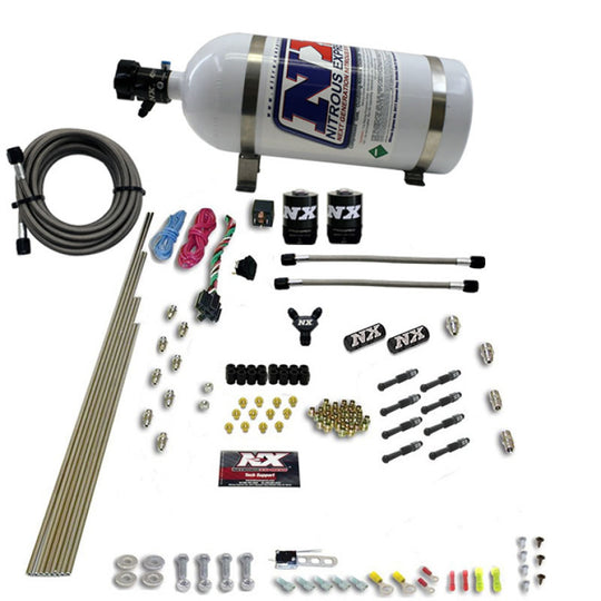 Nitrous Express 8 Cyl Dry Direct Port 2 Solenoids Nitrous Kit (200-600HP) w/10lb Bottle