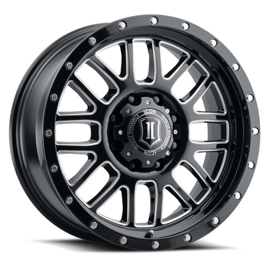 ICON Alpha 20x9 8x6.5in 19mm Offset 5.75in BS Gloss Black Milled Spokes Wheel