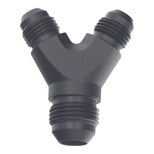 DeatschWerks 6AN Male Flare to 6AN Male Flare to 8AN Male Flare Y Fitting - Anodized Matte Black