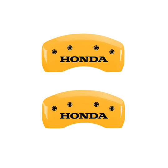 MGP 4 Caliper Covers Engraved Front & Rear Honda Yellow finish black ch