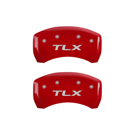 MGP 4 Caliper Covers Engraved Front Acura Engraved Rear TLX Red finish silver ch