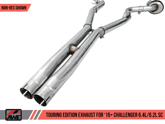 AWE Tuning 2015+ Dodge Challenger 6.4L/6.2L Non-Resonated Touring Edition Exhaust - Quad Silver Tips