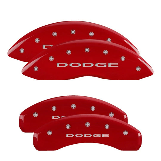 MGP 4 Caliper Covers Engraved Front &amp; Rear C6/Corvette Red finish silver ch