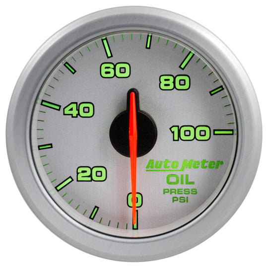 Autometer Airdrive 2-1/6in Oil Pressure Gauge 0-100 PSI - Silver