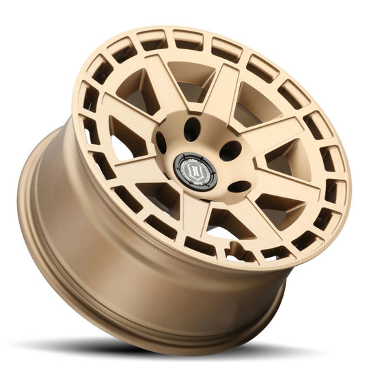 ICON Compass 17x8.5 6x5.5 0mm Offset 4.75in BS Satin Brass Wheel