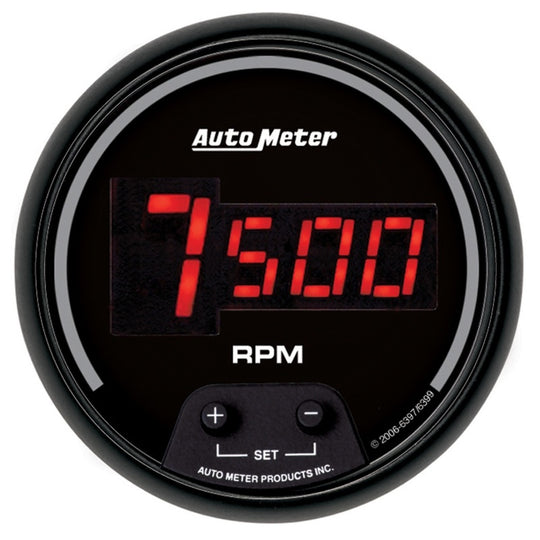 AutoMeter Gauge Tach 3-3/8in. 10K RPM In-Dash Digital Black Dial W/ Red Led