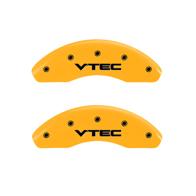 MGP 4 Caliper Covers Engraved Front & Rear Vtech Yellow Finish Black Char 2005 Honda Civic