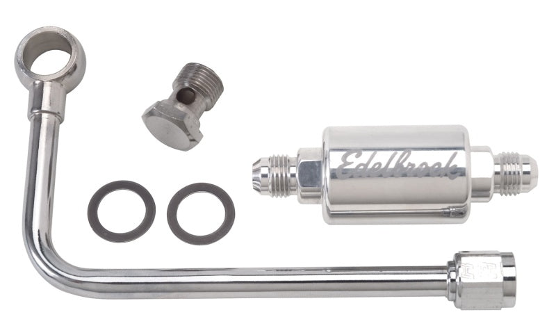 Edelbrock 3/8In Hard Fuel Line w/ -6 B-Nut and Polished Filter