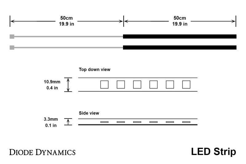 Diode Dynamics LED Strip Lights - Cool - White 50cm Strip SMD30 WP