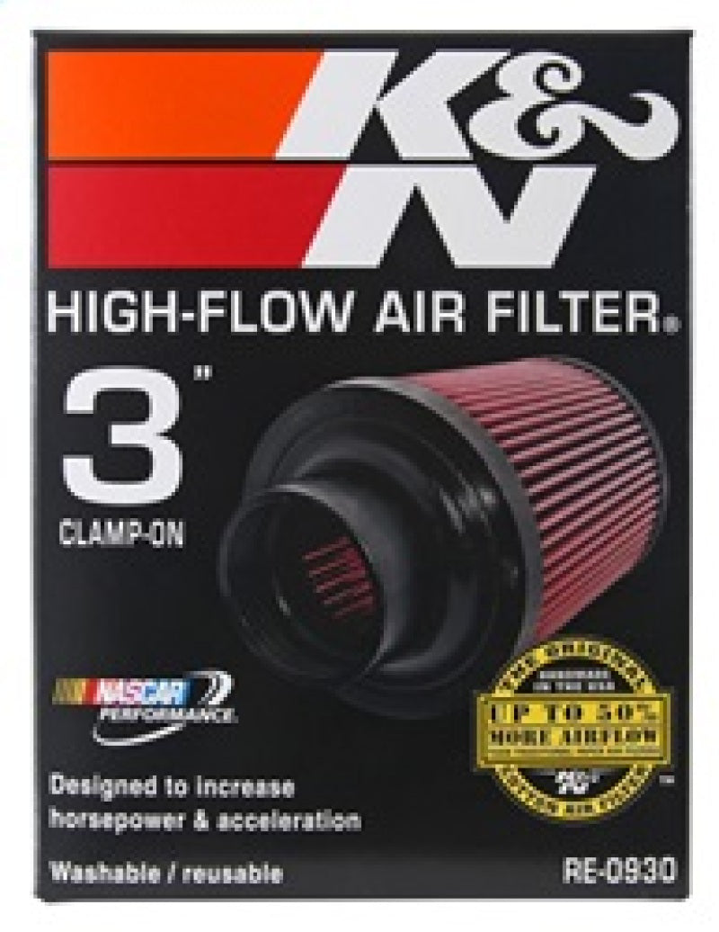 K&N Universal Rubber Filter - Round Tapered 6in Base OD x 3in Flange ID x 6in H