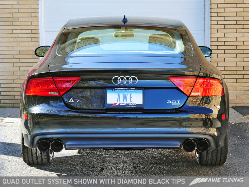 AWE Tuning Audi C7 A7 3.0T Touring Edition Exhaust - Quad Outlet Diamond Black Tips