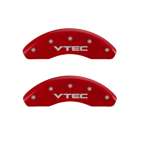 MGP Front set 2 Caliper Covers Engraved Front Vtec Red finish silver ch