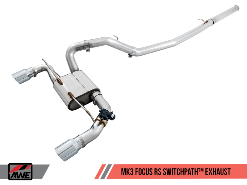 AWE Tuning Ford Focus RS SwitchPath Cat-back Exhaust - Chrome Silver Tips