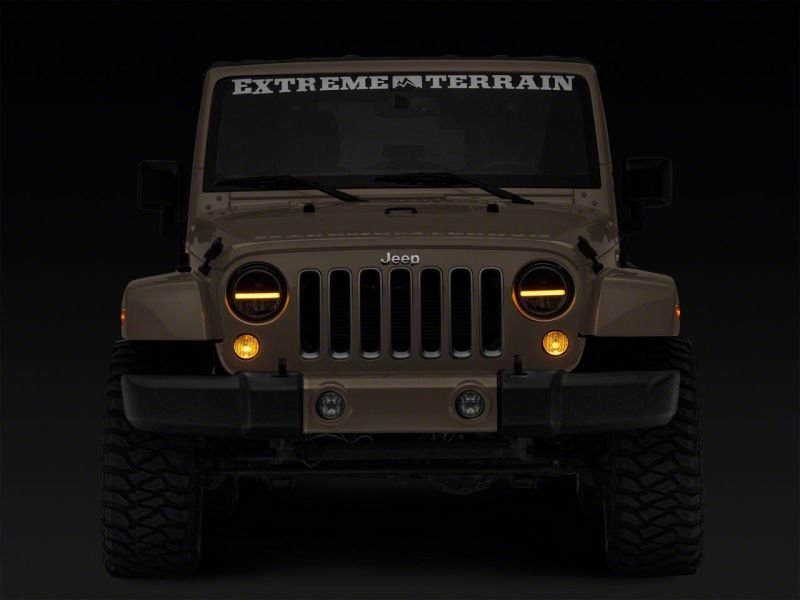 Raxiom 97-18 Jeep Wrangler TJ & JK Axial 7-In LED Headlights w/ DRL - Blk Housing (Clear Lens)