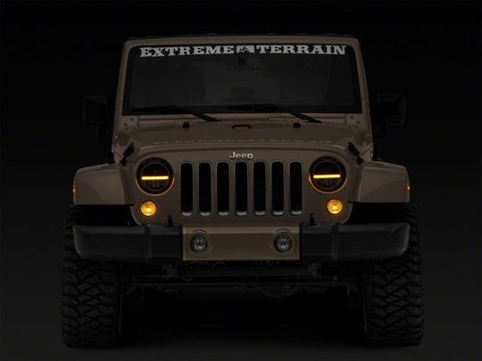 Raxiom 97-18 Jeep Wrangler TJ & JK Axial 7-In LED Headlights w/ DRL - Blk Housing (Clear Lens)