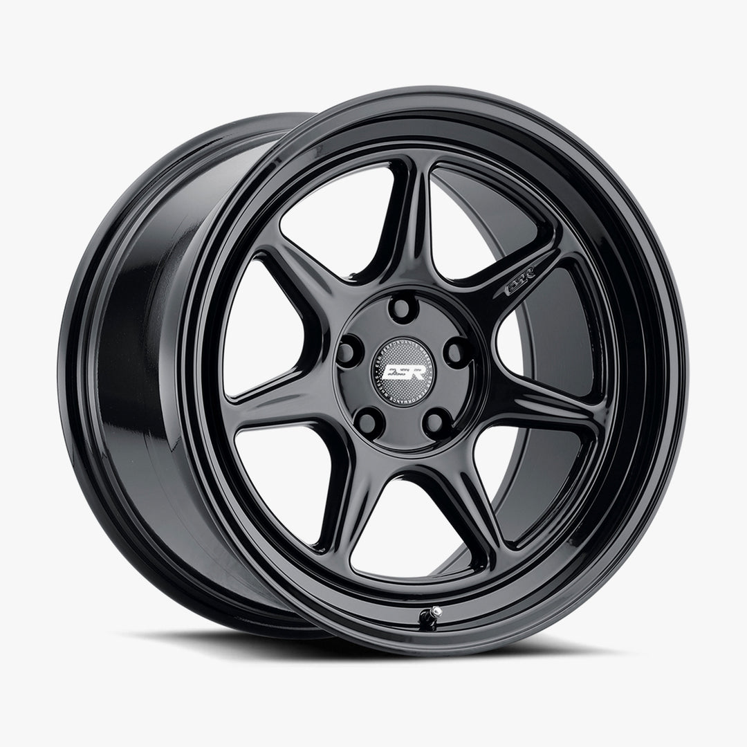 CR7 18X10.5 5X105 (CUSTOM DRILL) +22 72.56 GLOSS BLACK FACE GLOSS BLACK LIP