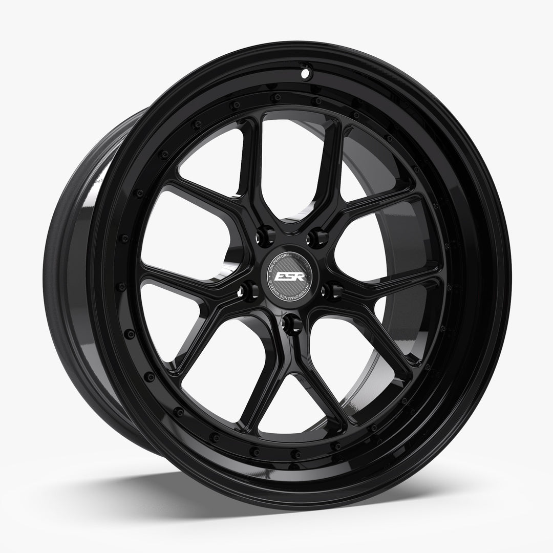 CS2 19X9.5 5X114.3 (CUSTOM DRILL) +35 GLOSS BLACK FACE GLOSS BLACK LIP