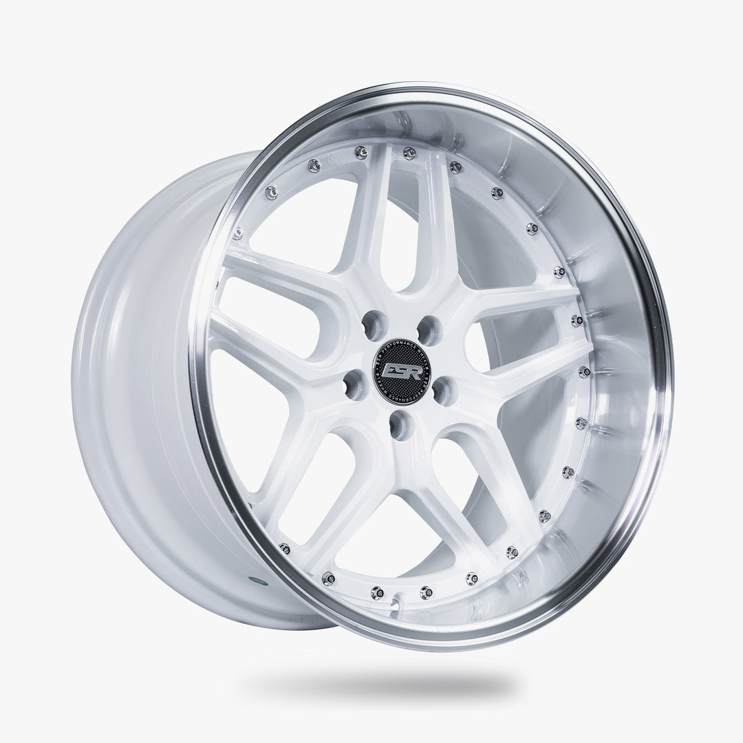 CS15 18X9.5 5X105 (CUSTOM DRILL) +35 GLOSS WHITE FACE MACHINED LIP