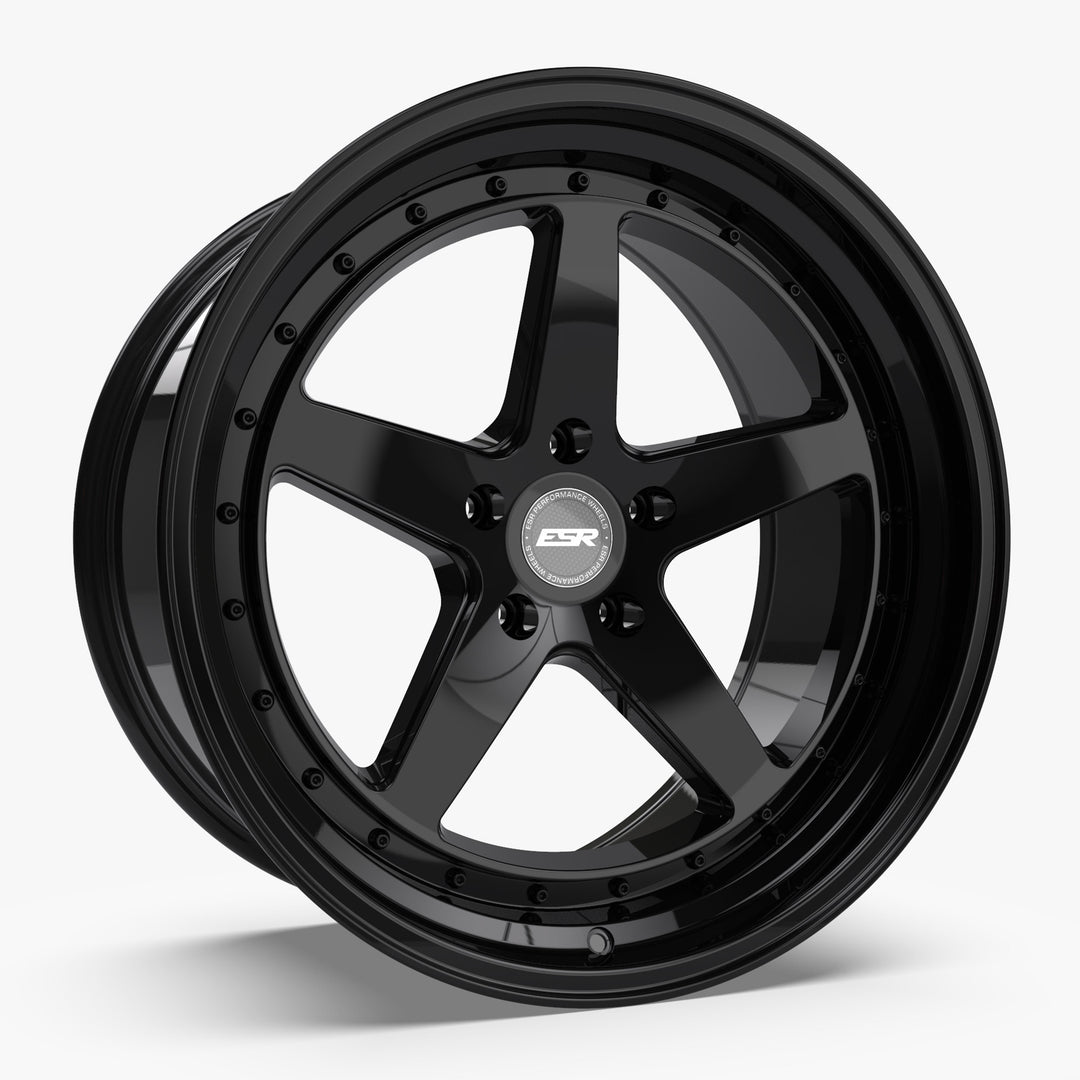 CS5 18X8.5 5X110 (CUSTOM DRILL) +30 GLOSS BLACK FACE GLOSS BLACK LIP