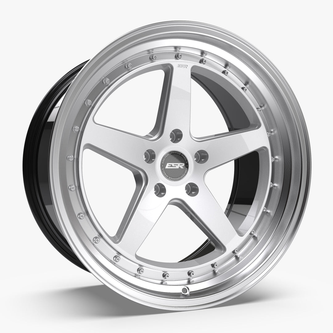 CS5 18X9.5 5X115 (CUSTOM DRILL) +35 HYPER SILVER FACE MACHINED LIP