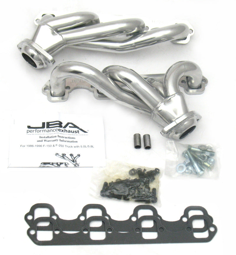 JBA 87-95 Ford F-150 5.0L SBF 1-1/2in Primary Silver Ctd Cat4Ward Header