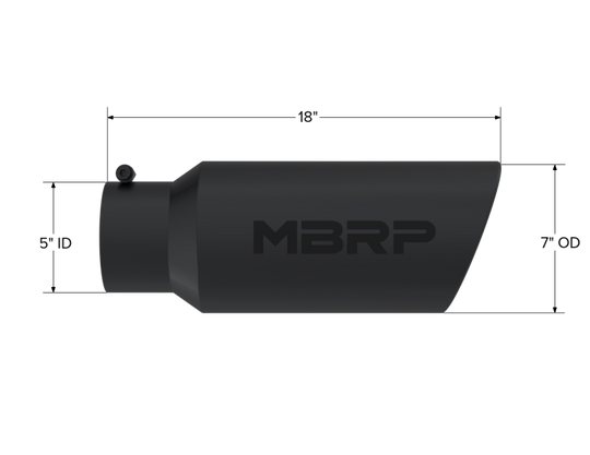 MBRP Universal Tip 7in O.D. Rolled End 5in inlet 18in length Black