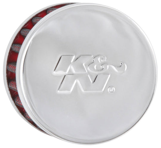 K&N Steel Base Chrome Top Crankcase Vent Filter 1/2in. Vent / 2in. OD / 1-1/2in. Height