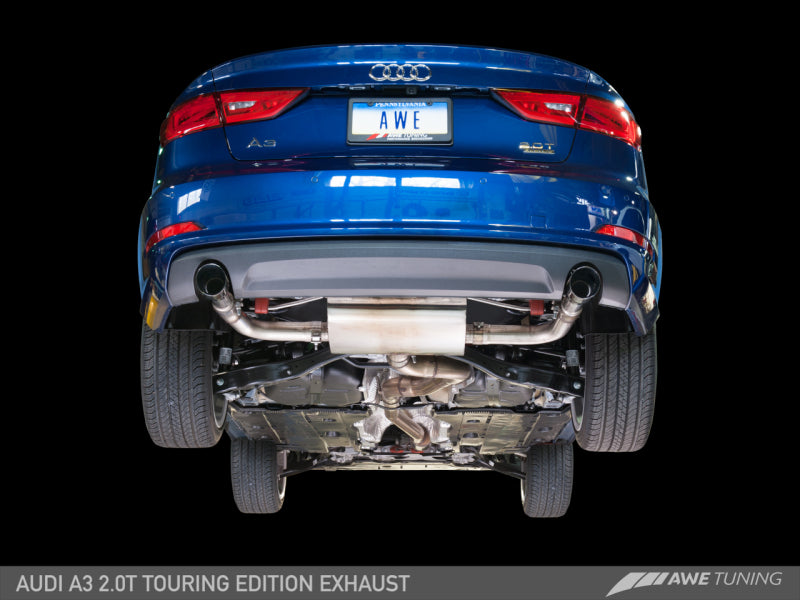 AWE Tuning Audi 8V A3 Touring Edition Exhaust - Dual Outlet Diamond Black 90 mm Tips