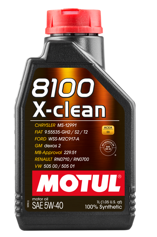 Motul 1L Synthetic Engine Oil 8100 5W40 X-CLEAN C3 -505 01-502 00-505 00-LL04