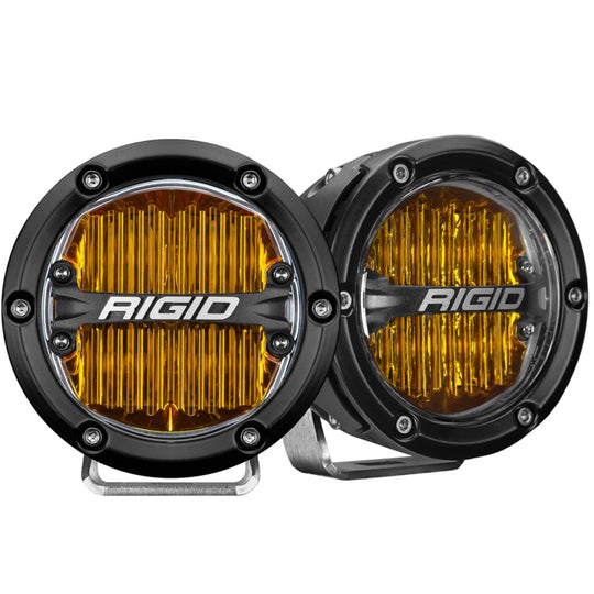 Rigid Industries 360-Series 4in LED SAE J583 Fog Light - Selective Yellow (Pair)